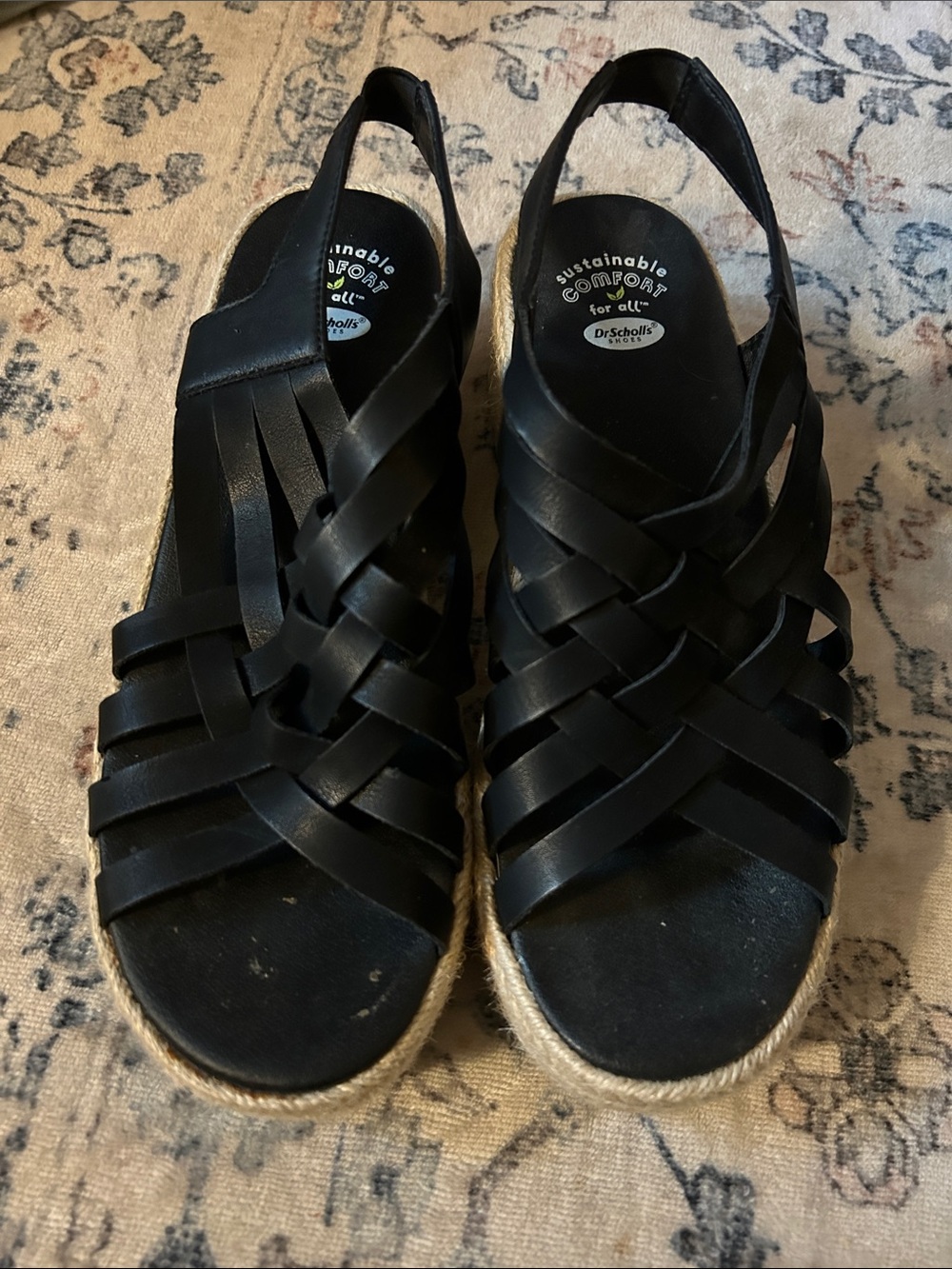 Dr. Scholl's Black Woven Slingback Sandals